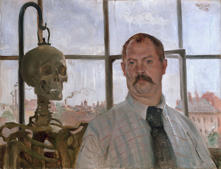 Self-portrait with Skeleton, Lovis Corinth, 1896, Public Domain